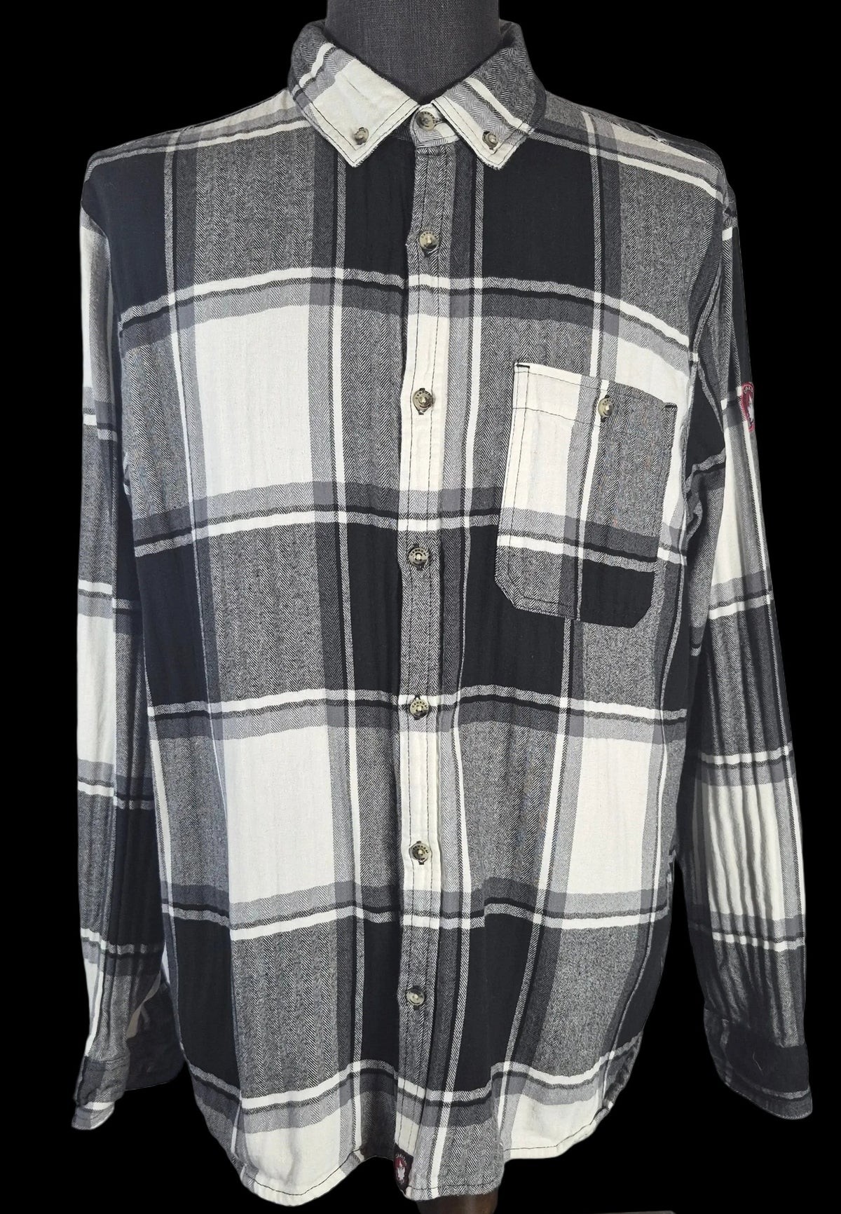 Canada Weathergear Plaid Flannel Shirt Men’s XL Black White Gray Heritage
