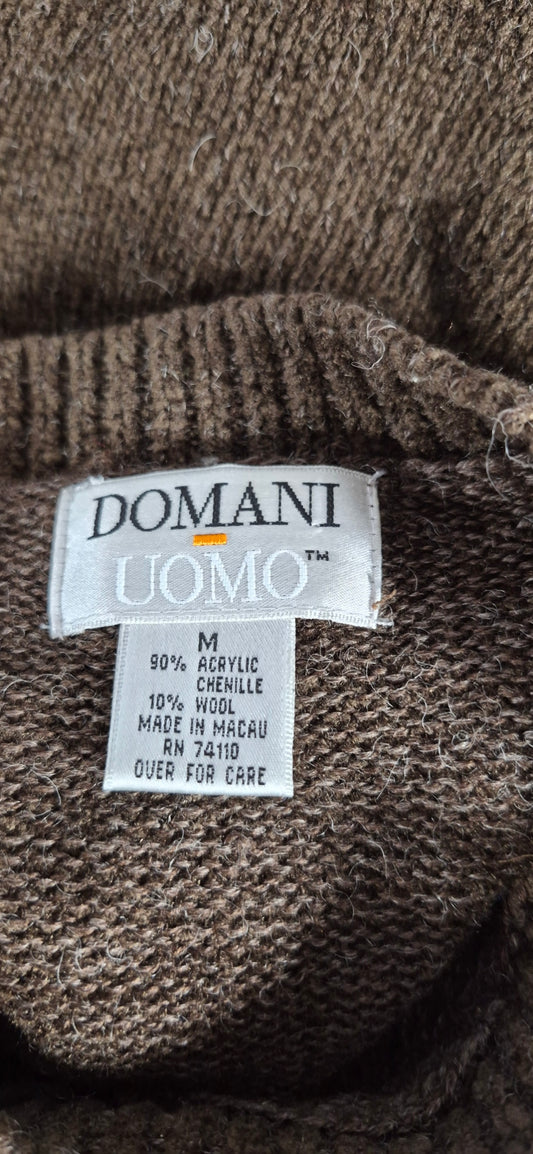 Vintage Domani Uomo Chenille Sweater — Brown Medium