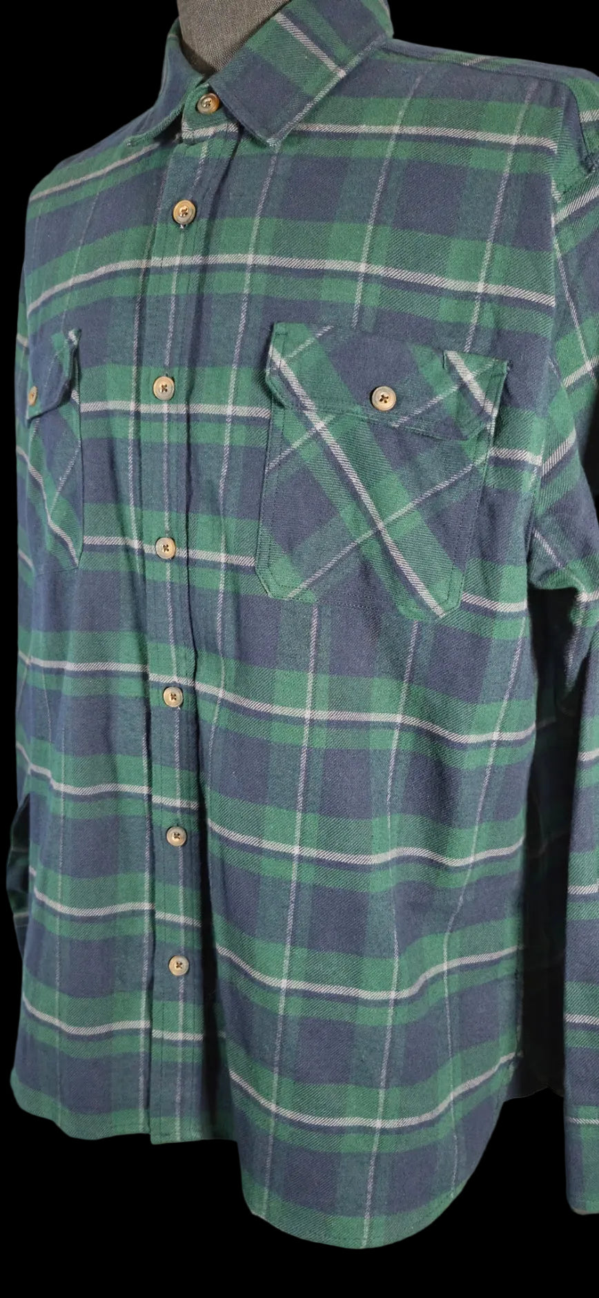 Jachs Heritage Flannel Shirt XXL Green Navy Plaid 100% Cotton