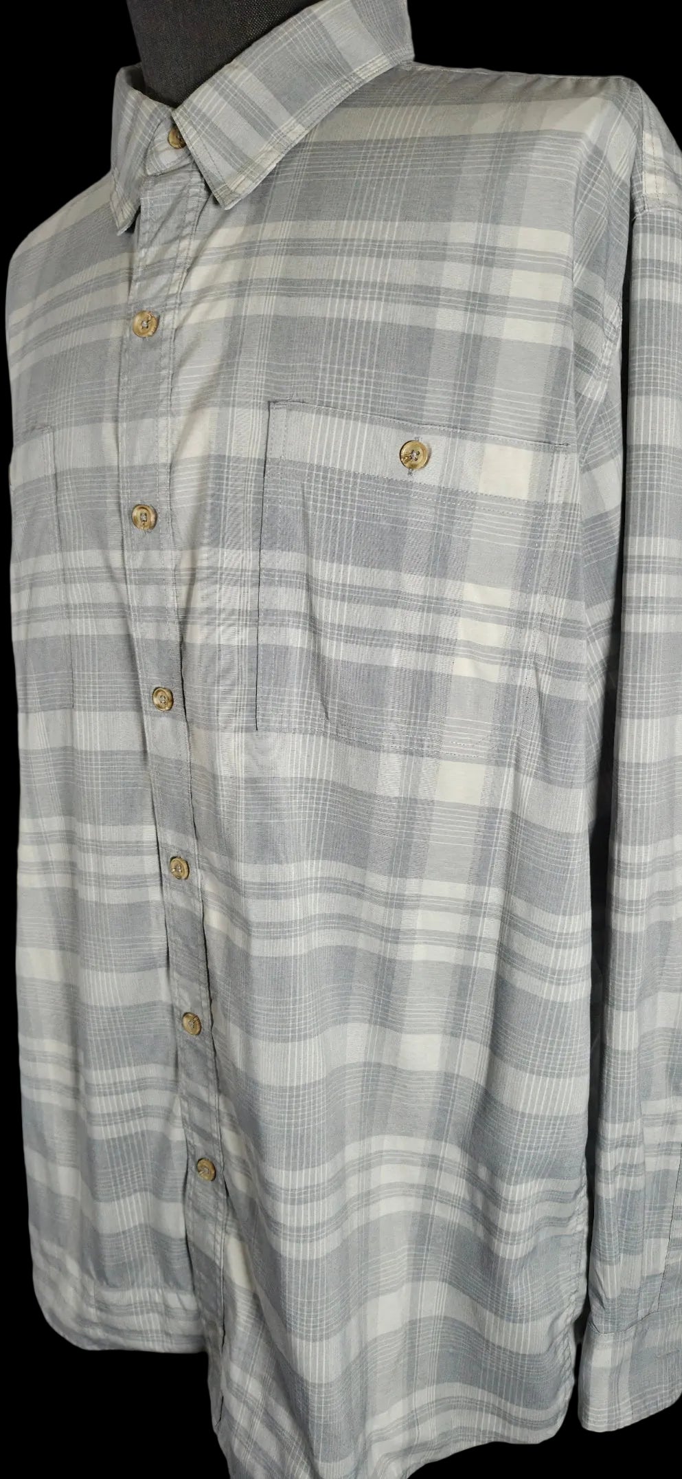 Ridgecut Toughwear Work Shirt Men’s 2XL Gray White Plaid Stretch