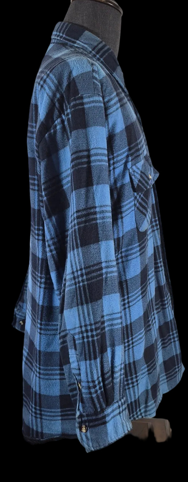 Vintage Saugatuck Dry Goods Quilted Flannel Shirt Jacket XL Blue Black Plaid 90s