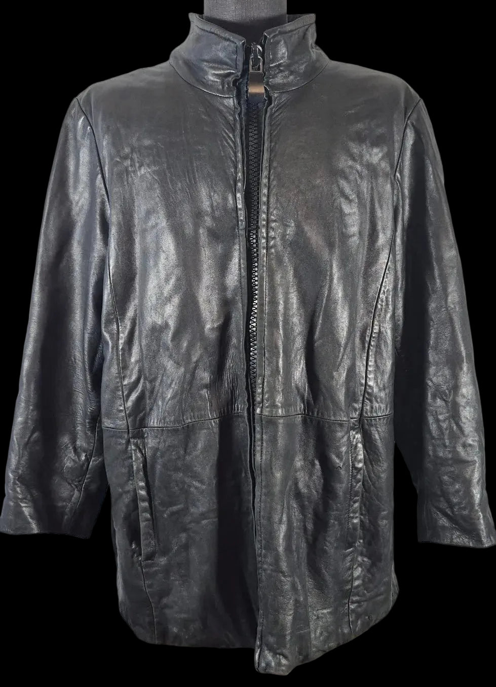 Vintage LNR for Nordstrom Black Leather Thinsulate Long Jacket XL 2XL
