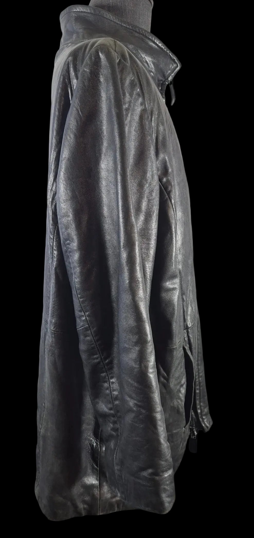 Vintage LNR for Nordstrom Black Leather Thinsulate Long Jacket XL 2XL