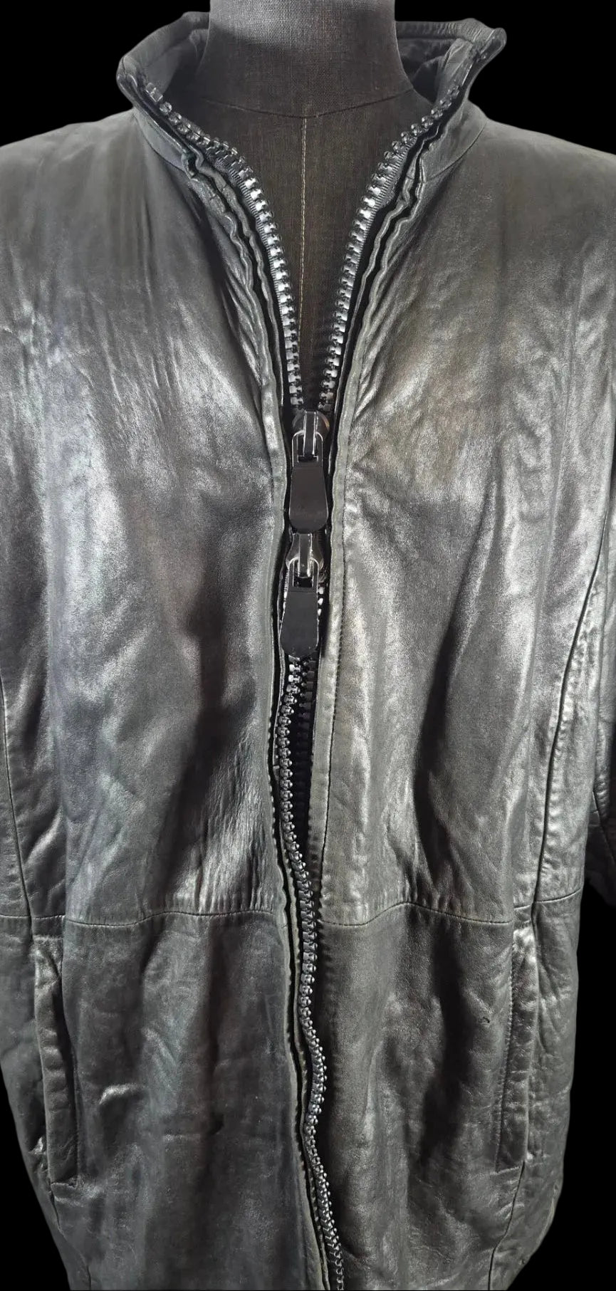 Vintage LNR for Nordstrom Black Leather Thinsulate Long Jacket XL 2XL