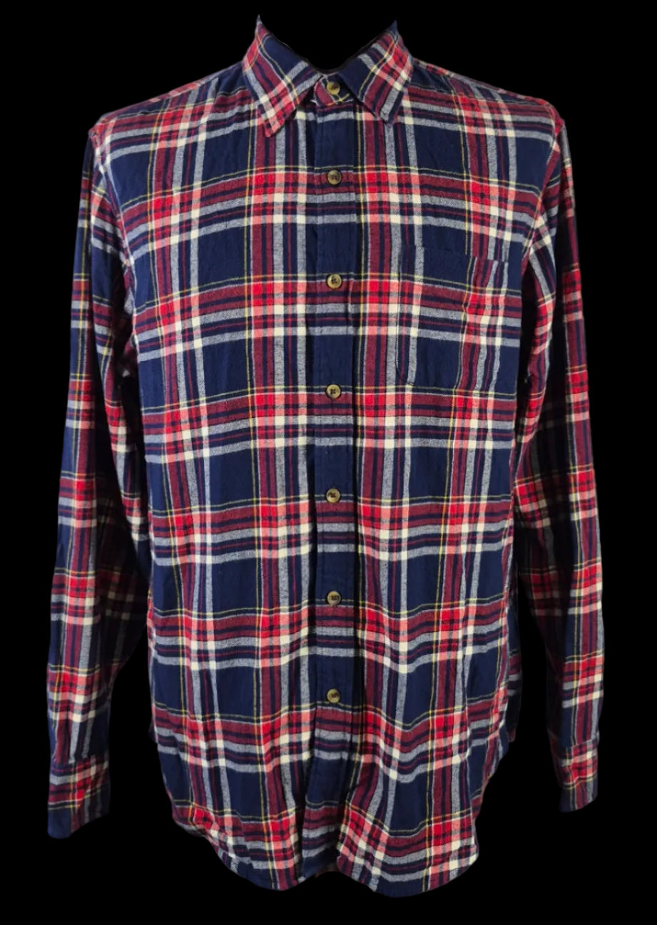 J.Crew Men’s Large Classic Fit Tartan Plaid Flannel Shirt – 100% Cotton