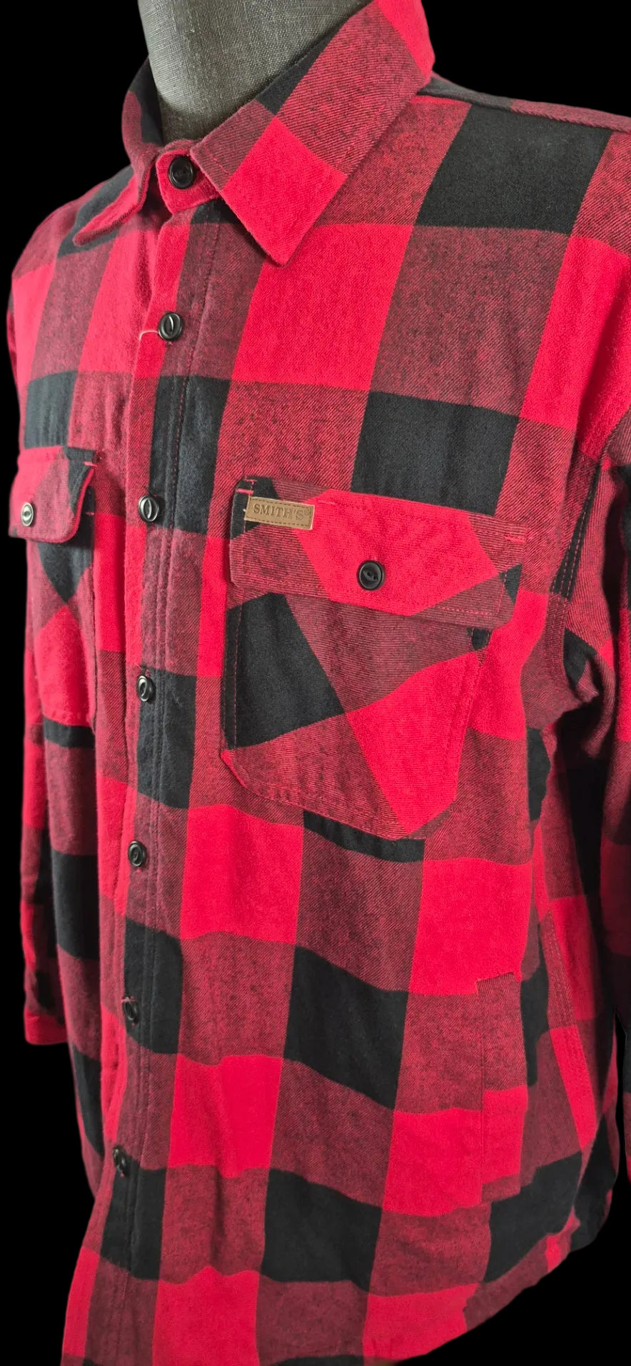 Smith’s Workwear Buffalo Plaid Shacket Men’s Large NWT Red Black Cotton