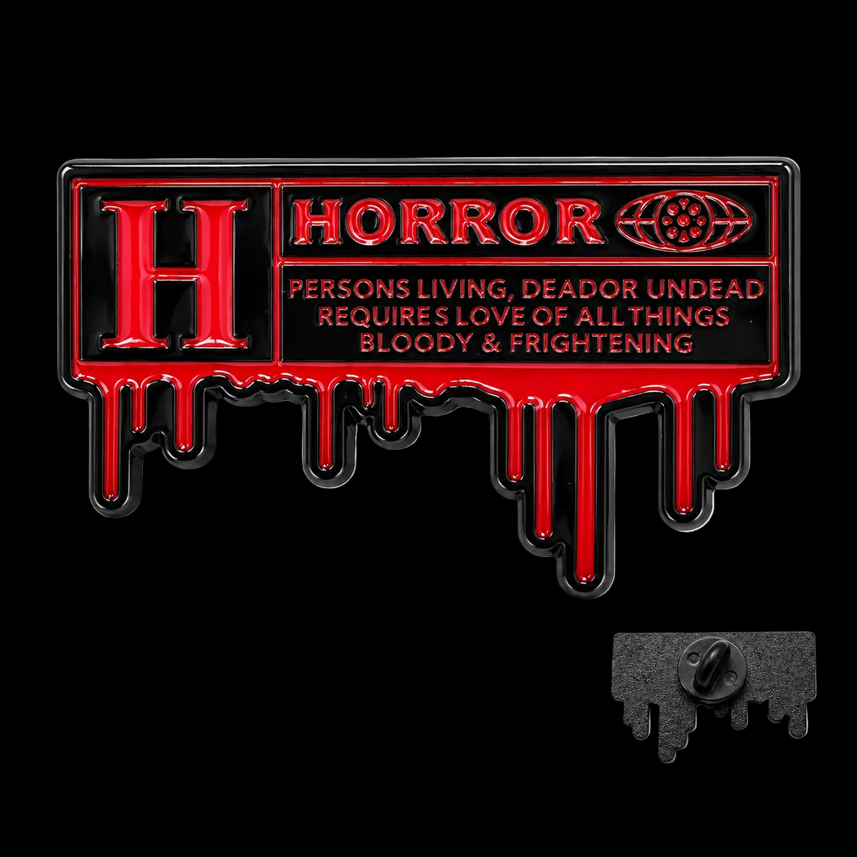 Bloody Horror Rating Parody Enamel Lapel Pin