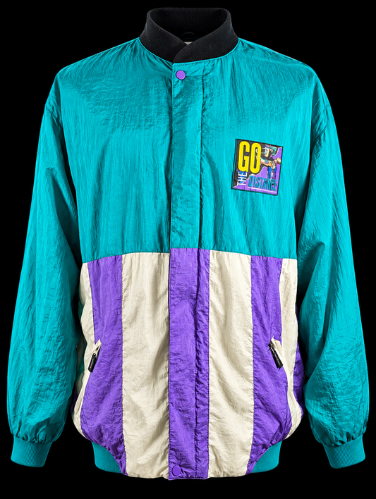 Vintage Members Only Colorblock Windbreaker Jacket Teal Purple Cream Y2K