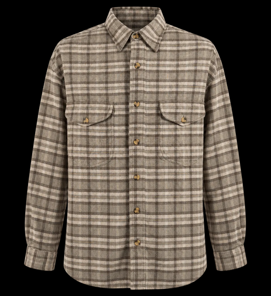 Whatzup Linen-Cotton Plaid Workwear Overshirt – Earth Tone | XL