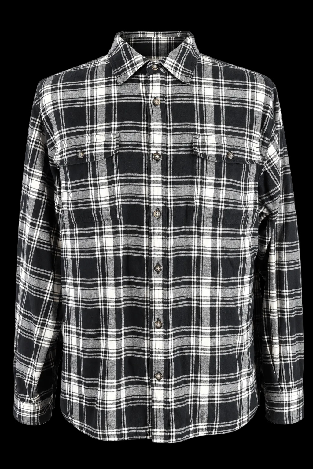 Workwear Flannel Shirt Men’s XL Black White Plaid 100% Cotton