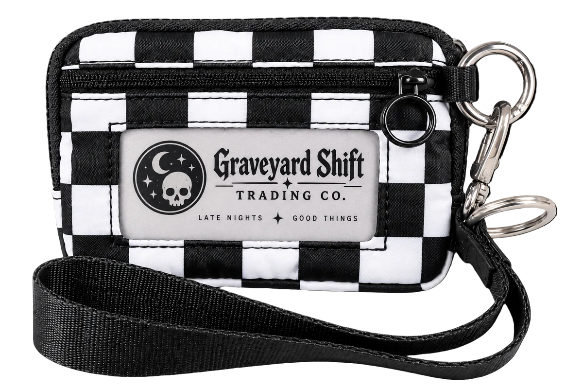 Checkerboard Mini Utility Bag – ID Wallet Wristlet Keychain Pouch