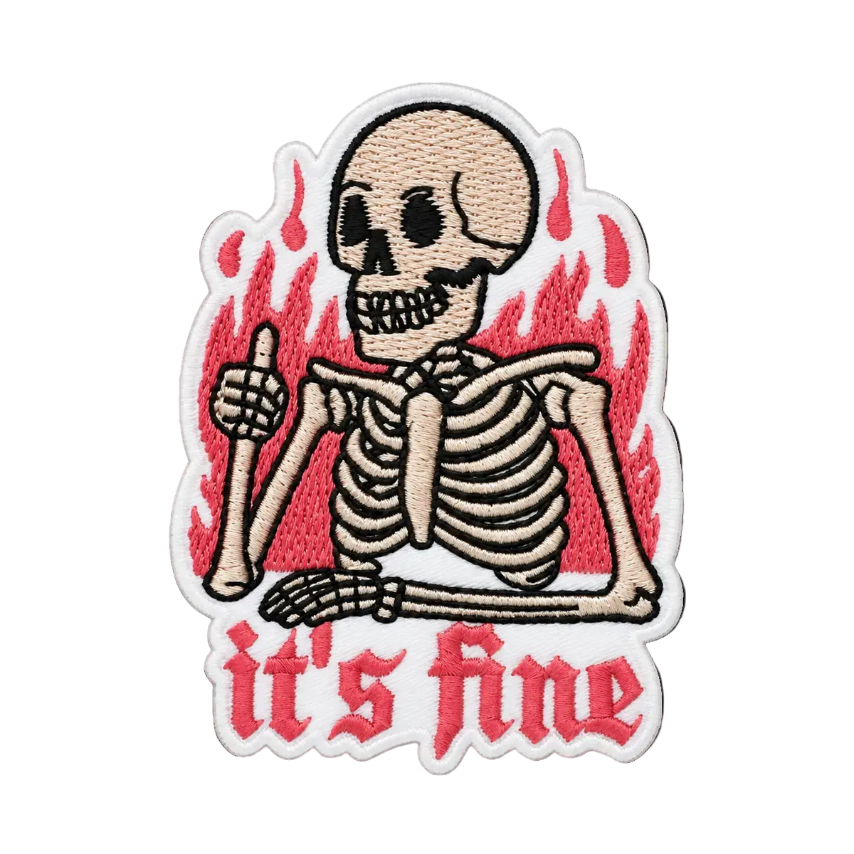 It’s Fine Skeleton Flame Embroidered Iron-On Patch