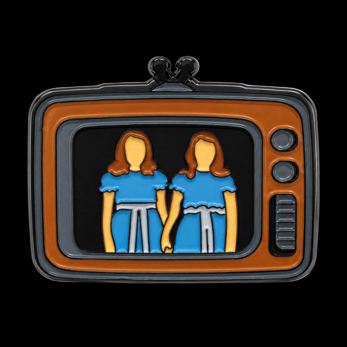 Creepy Twins Retro Television Horror Enamel Pin