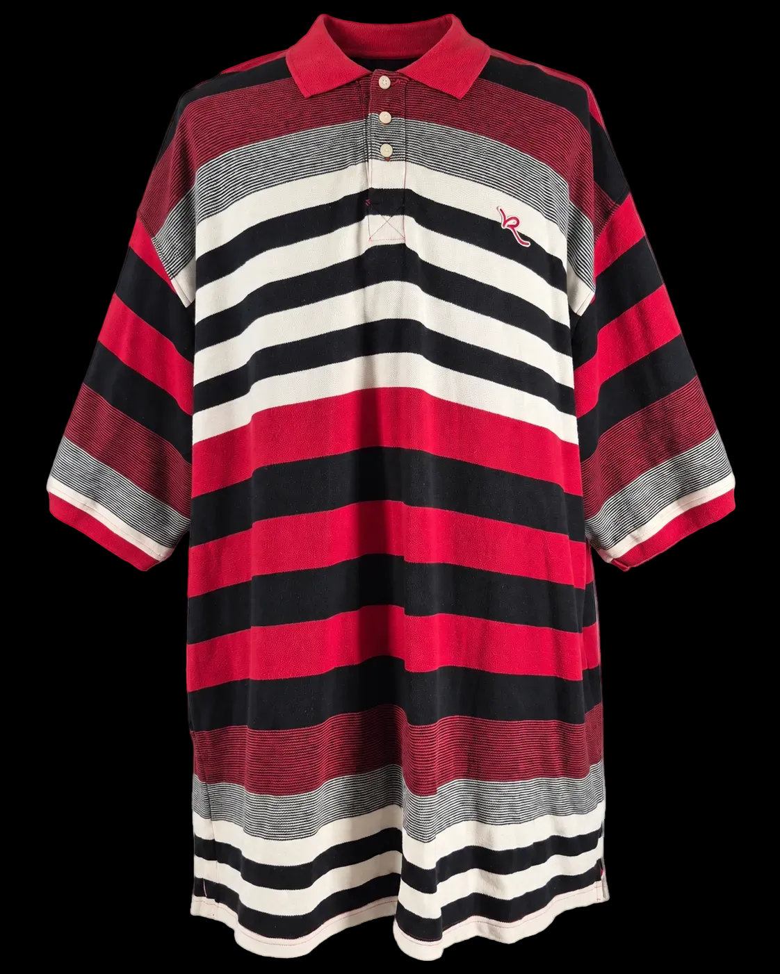 Rocawear 4XLT Striped Polo Shirt – Red Black White Y2K Hip Hop