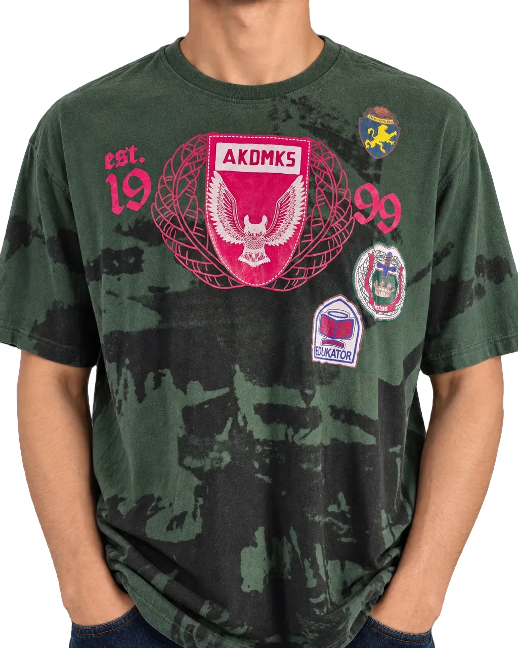 Akademiks AKDMKS XXL Graphic Tee Green Black Pink Y2K Streetwear