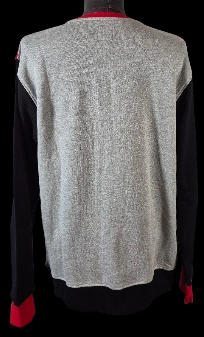 Le Tigre Tiger Patch Colorblock Sweatshirt — Gray, Red & Black | XL