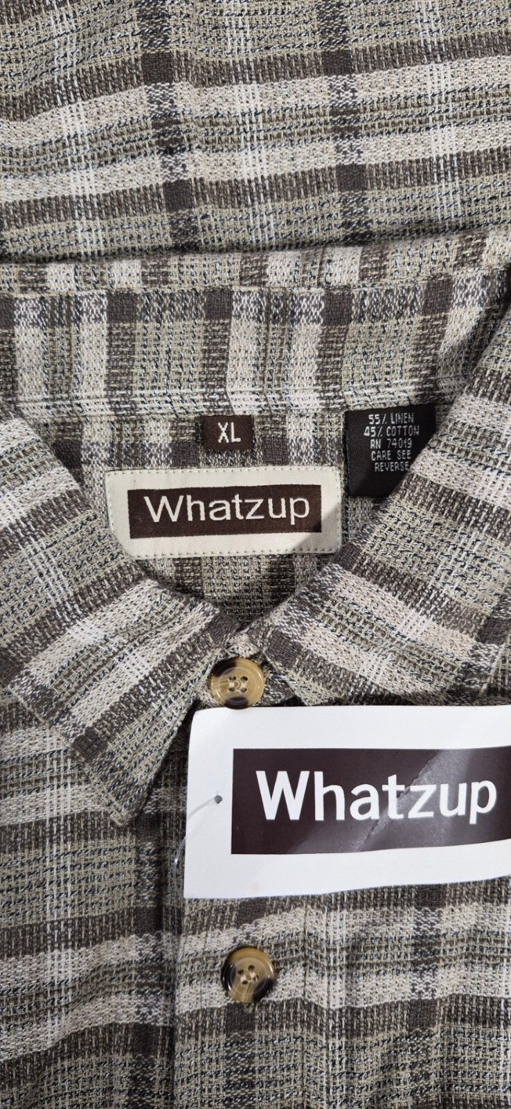 Whatzup Linen-Cotton Plaid Workwear Overshirt – Earth Tone | XL