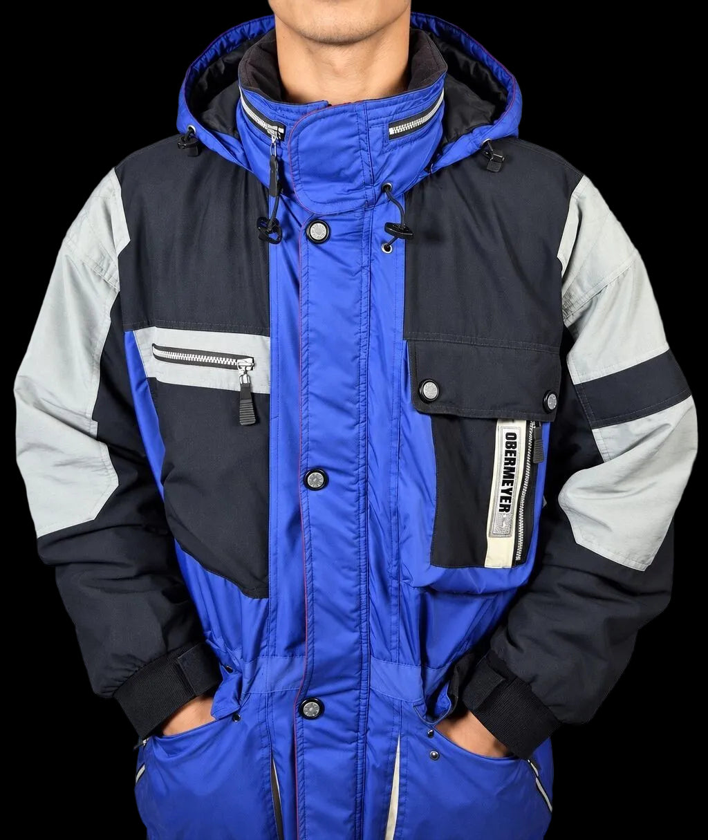 Obermeyer Pacesetter Hooded Ski Parka — Royal Blue & Black | Large