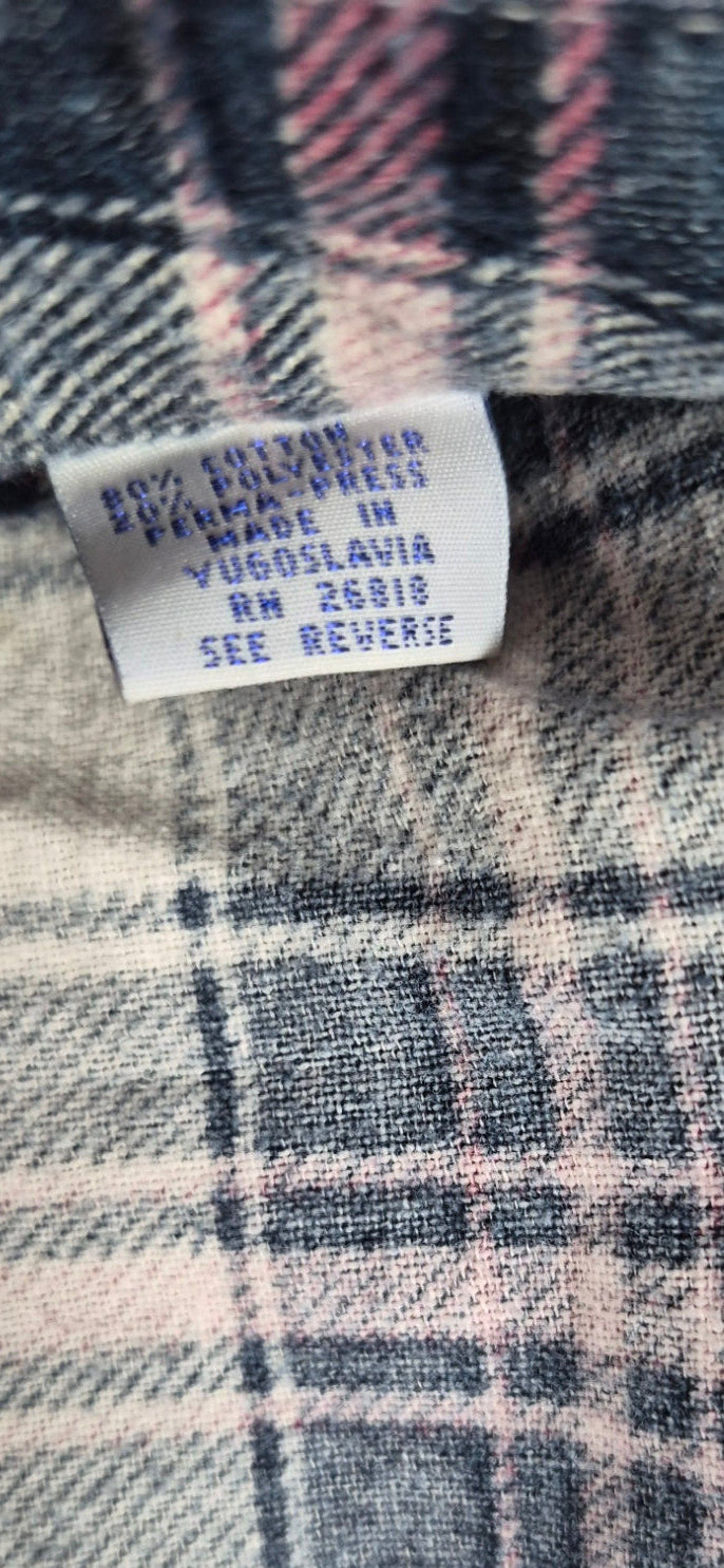 Vintage Lumber Jack Plaid Flannel Shirt Large Made in Yugoslavia