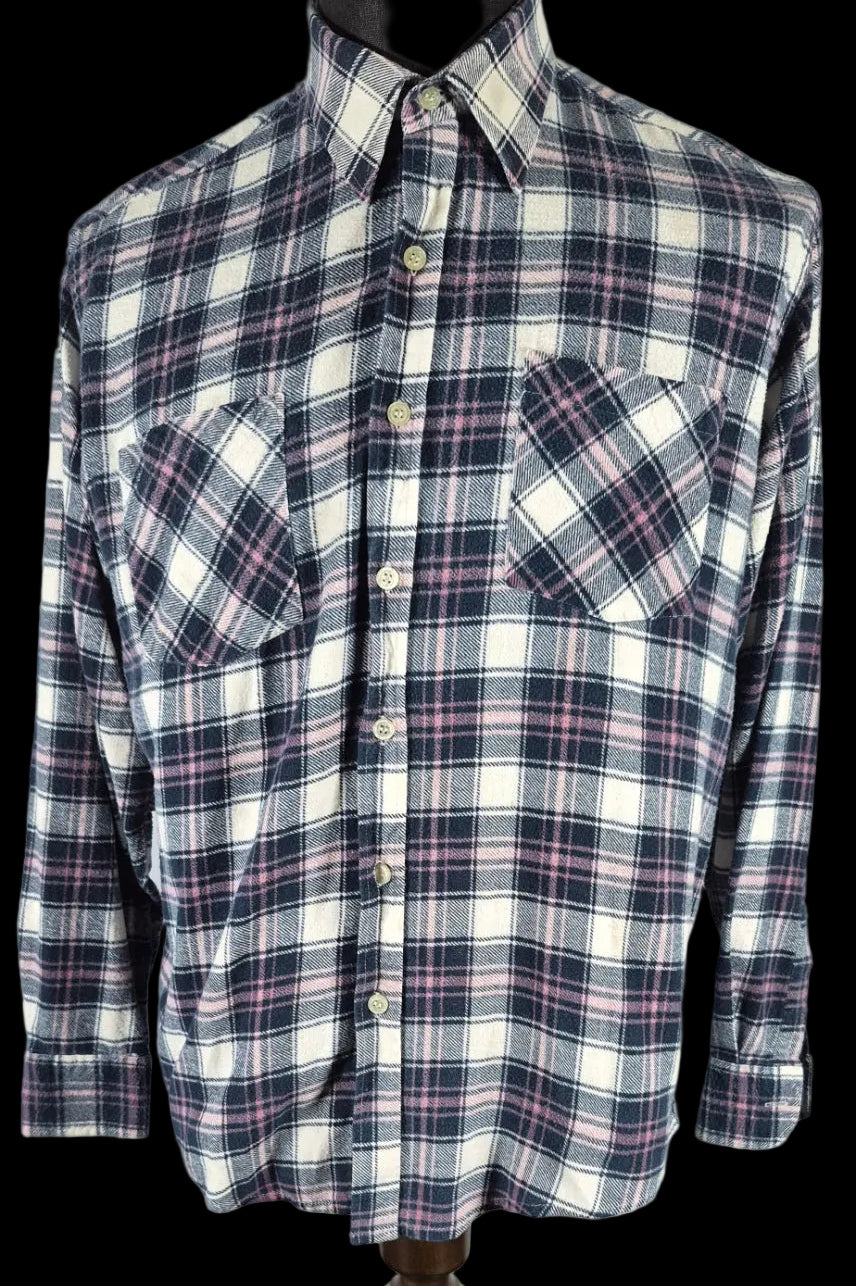 Vintage Lumber Jack Plaid Flannel Shirt Large Made in Yugoslavia