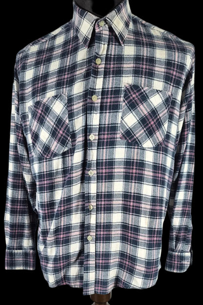 Vintage Lumber Jack Plaid Flannel Shirt Large Made in Yugoslavia