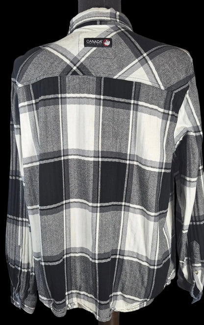 Canada Weathergear Plaid Flannel Shirt Men’s XL Black White Gray Heritage