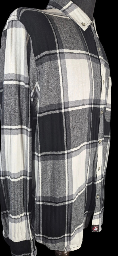 Canada Weathergear Plaid Flannel Shirt Men’s XL Black White Gray Heritage