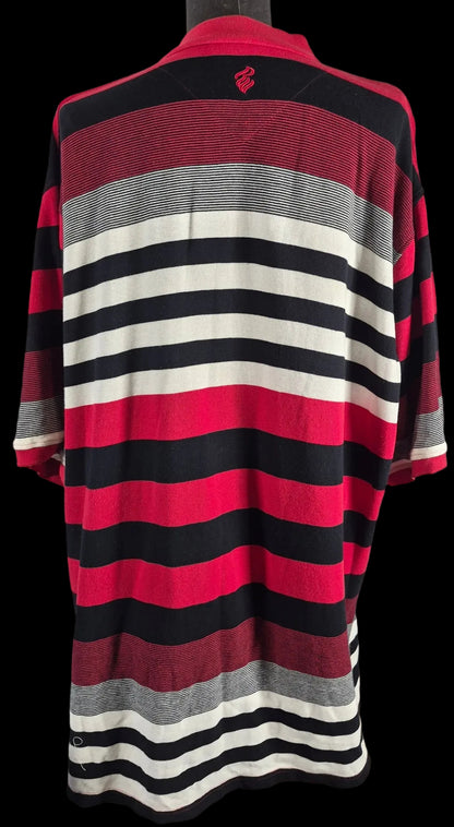 Rocawear 4XLT Striped Polo Shirt – Red Black White Y2K Hip Hop