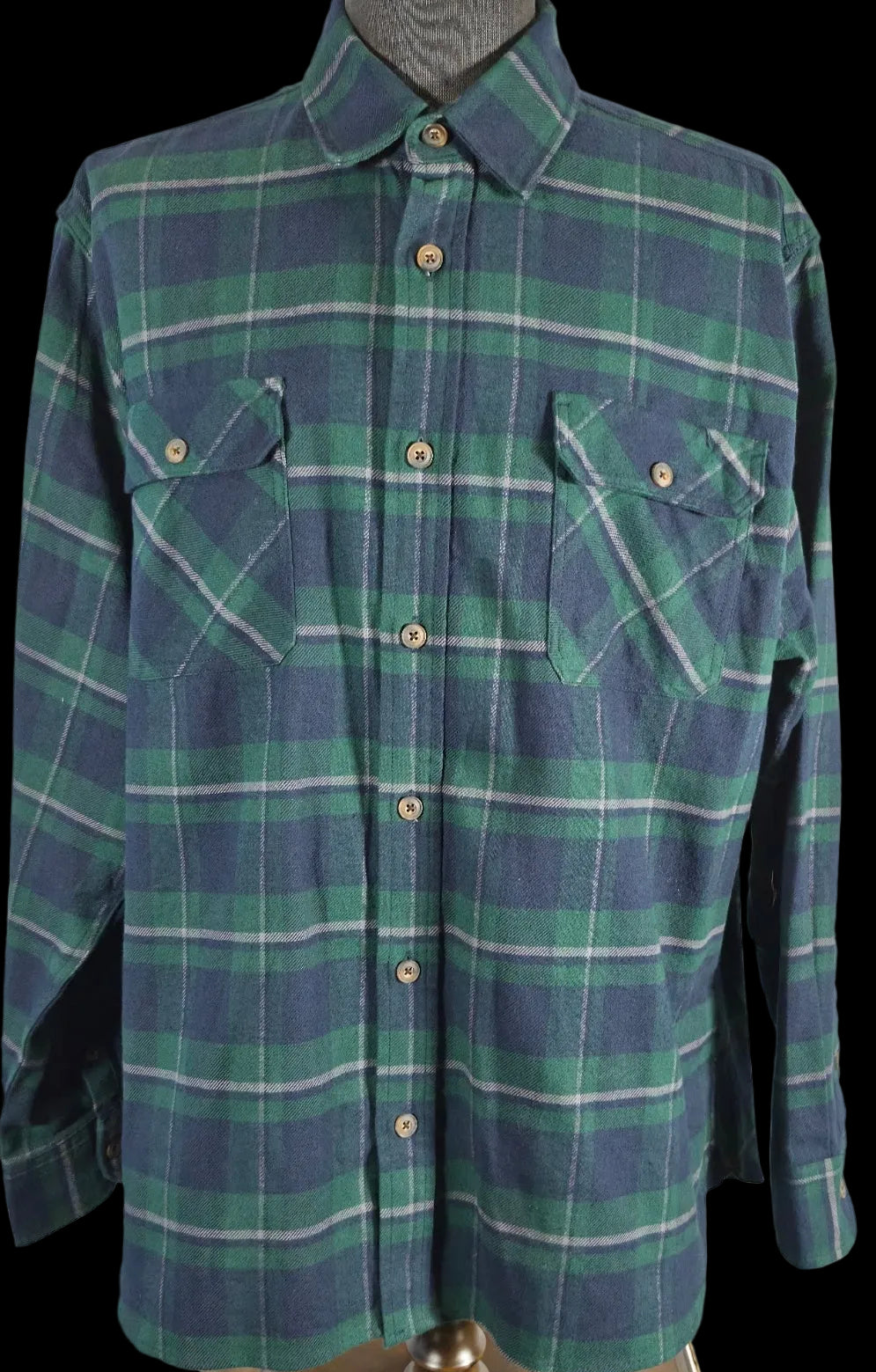 Jachs Heritage Flannel Shirt XXL Green Navy Plaid 100% Cotton