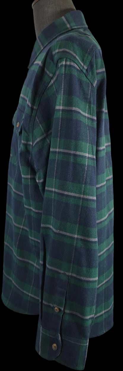 Jachs Heritage Flannel Shirt XXL Green Navy Plaid 100% Cotton