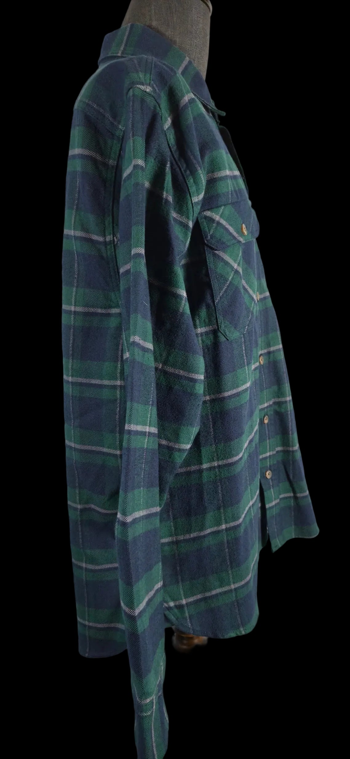 Jachs Heritage Flannel Shirt XXL Green Navy Plaid 100% Cotton