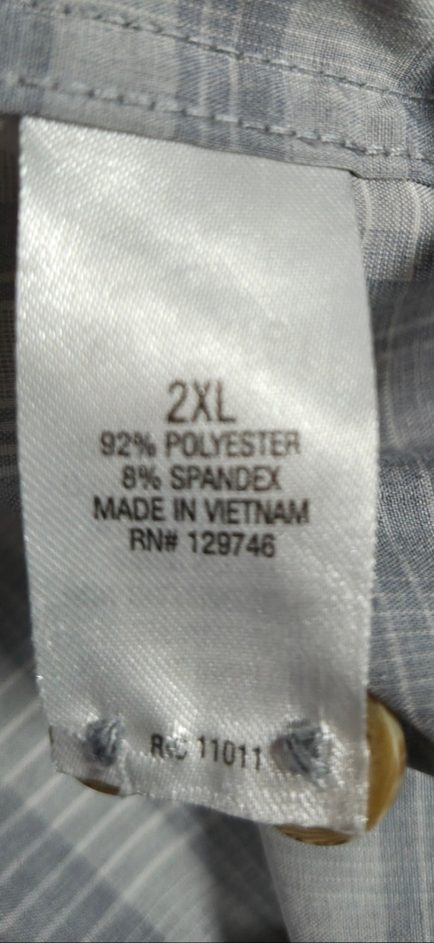 Ridgecut Toughwear Work Shirt Men’s 2XL Gray White Plaid Stretch