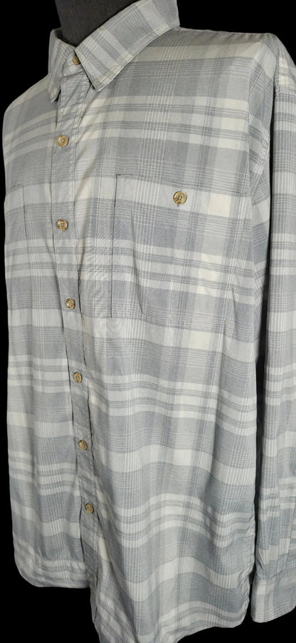 Ridgecut Toughwear Work Shirt Men’s 2XL Gray White Plaid Stretch