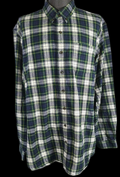 L.L.Bean Scotch Plaid Flannel Shirt XXL Tall Traditional Fit 100% Cotton