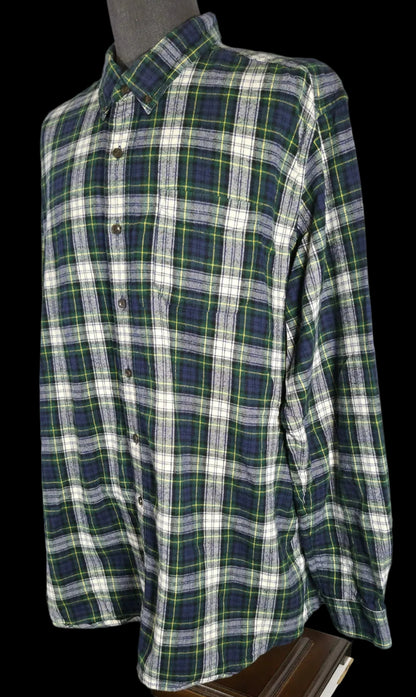L.L.Bean Scotch Plaid Flannel Shirt XXL Tall Traditional Fit 100% Cotton
