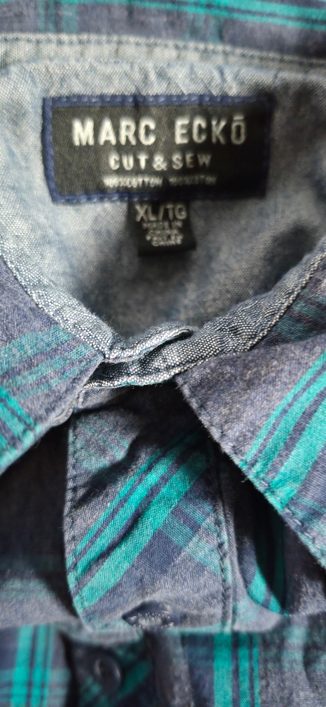 Marc Ecko Cut & Sew Plaid Button-Up Shirt – Men’s XL Y2K Streetwear