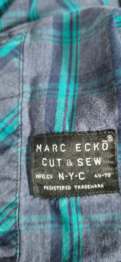 Marc Ecko Cut & Sew Plaid Button-Up Shirt – Men’s XL Y2K Streetwear
