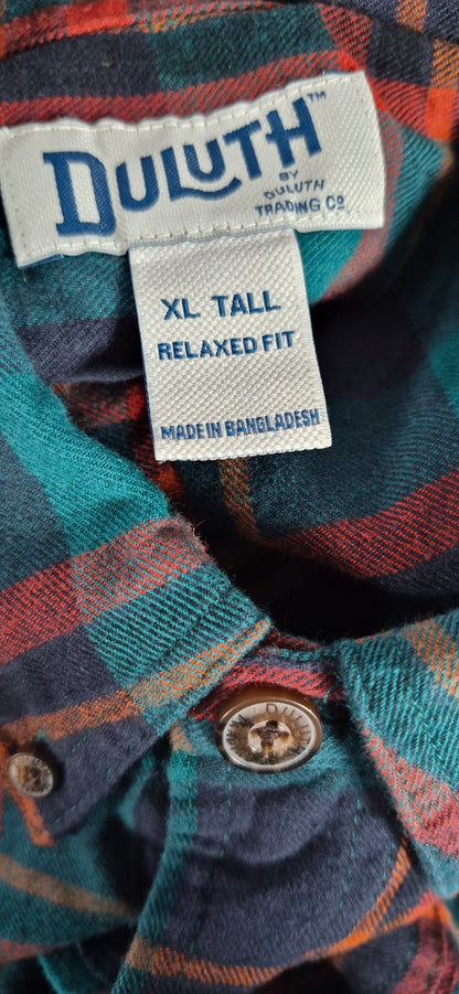 Duluth Trading Co. Plaid Flannel Shirt XL Tall Relaxed Fit