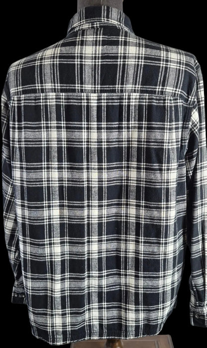 Workwear Flannel Shirt Men’s XL Black White Plaid 100% Cotton