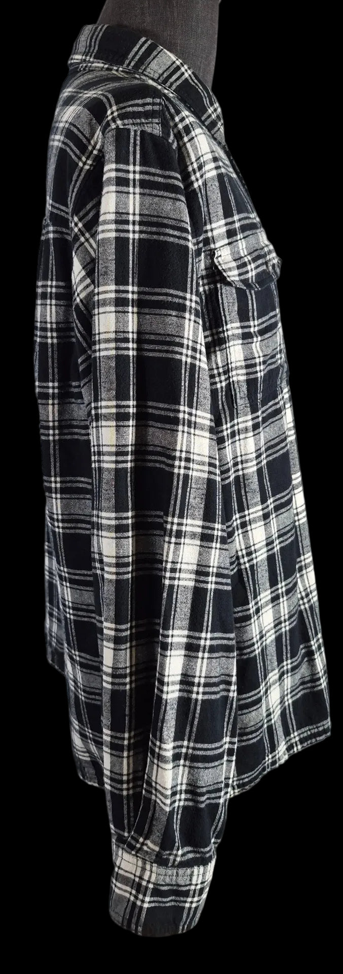 Workwear Flannel Shirt Men’s XL Black White Plaid 100% Cotton