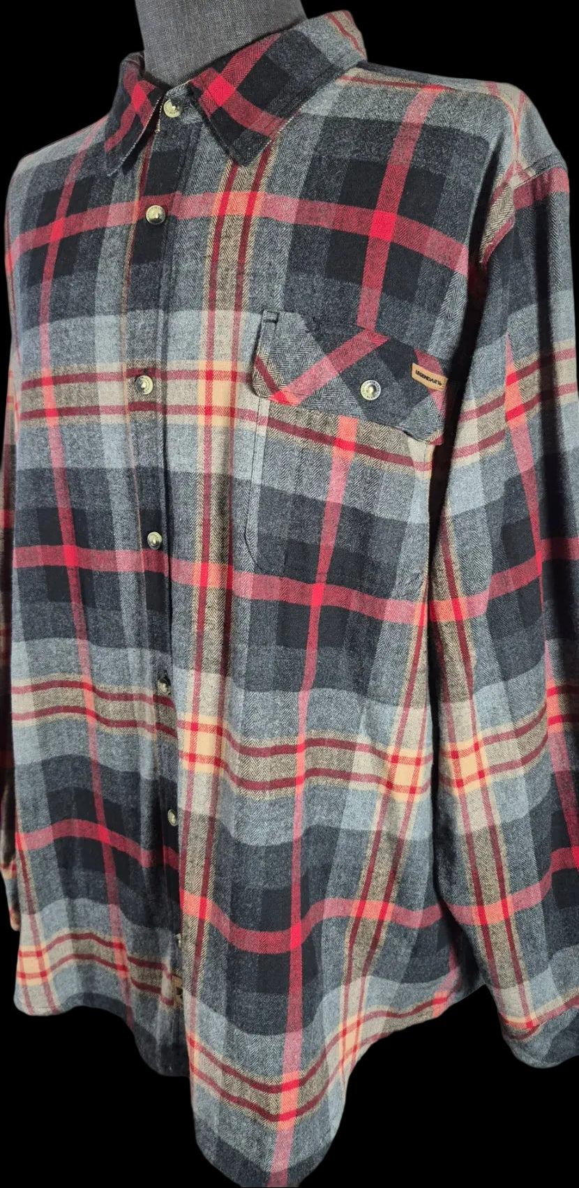 Legendary Whitetails Buck Camp Flannel Shirt 2XL Red Gray Plaid 100% Cotton