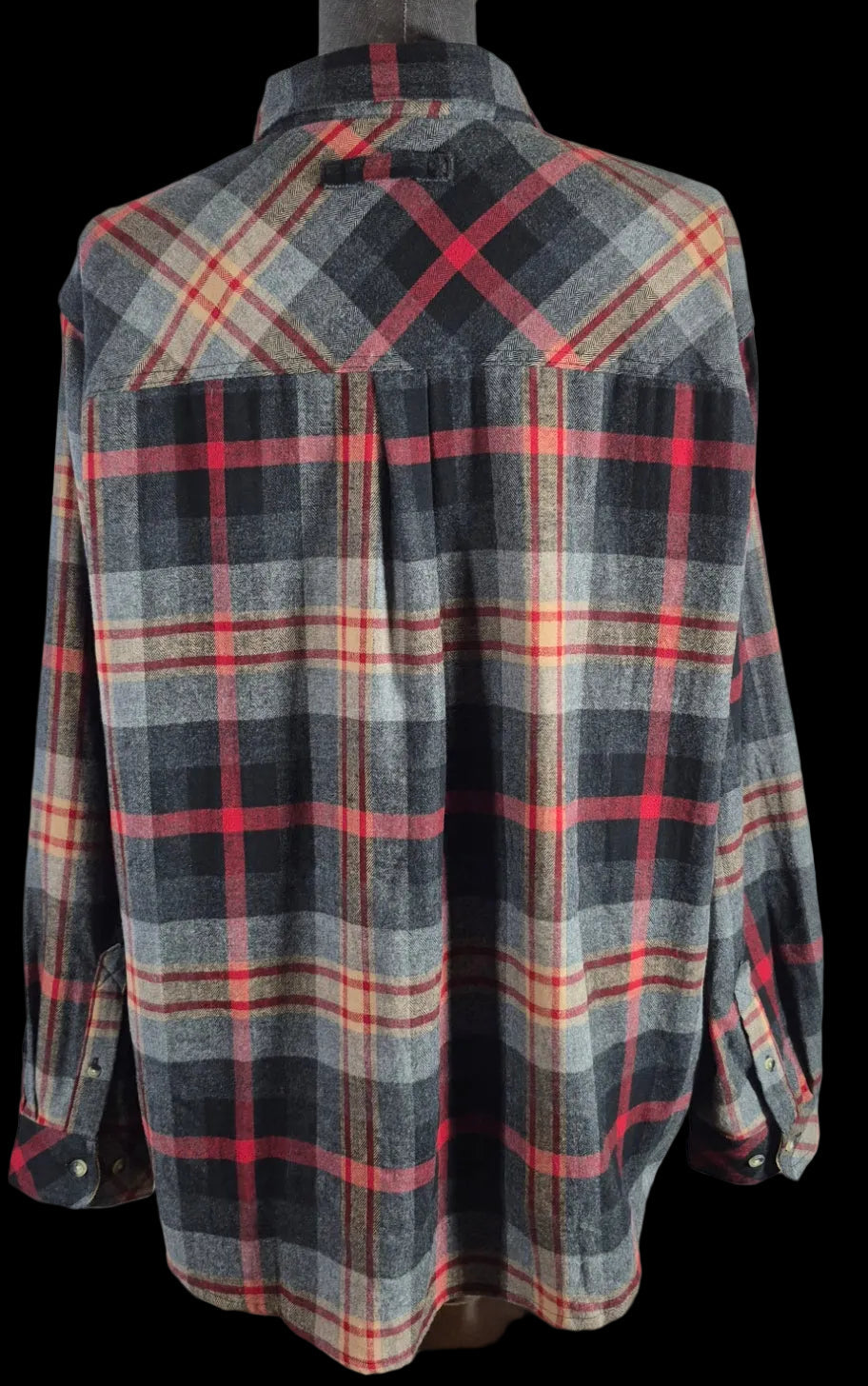 Legendary Whitetails Buck Camp Flannel Shirt 2XL Red Gray Plaid 100% Cotton