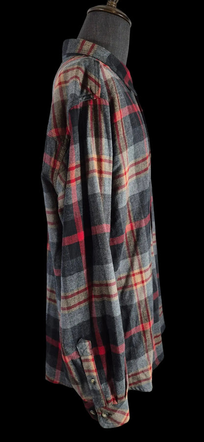 Legendary Whitetails Buck Camp Flannel Shirt 2XL Red Gray Plaid 100% Cotton