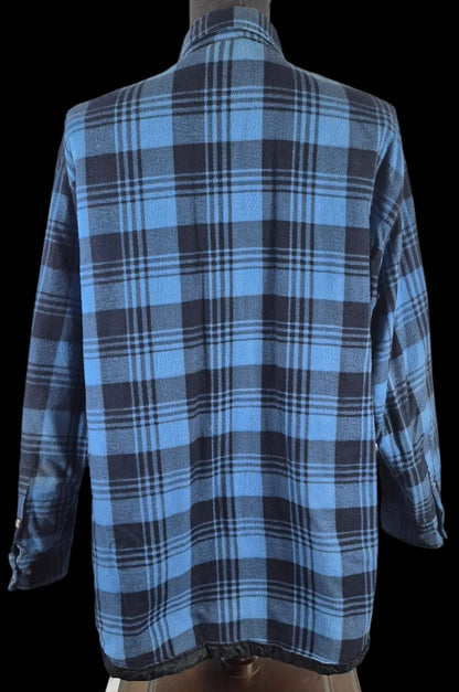Vintage Saugatuck Dry Goods Quilted Flannel Shirt Jacket XL Blue Black Plaid 90s