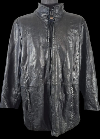 Vintage LNR for Nordstrom Black Leather Thinsulate Long Jacket XL 2XL