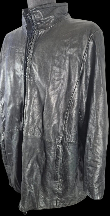 Vintage LNR for Nordstrom Black Leather Thinsulate Long Jacket XL 2XL