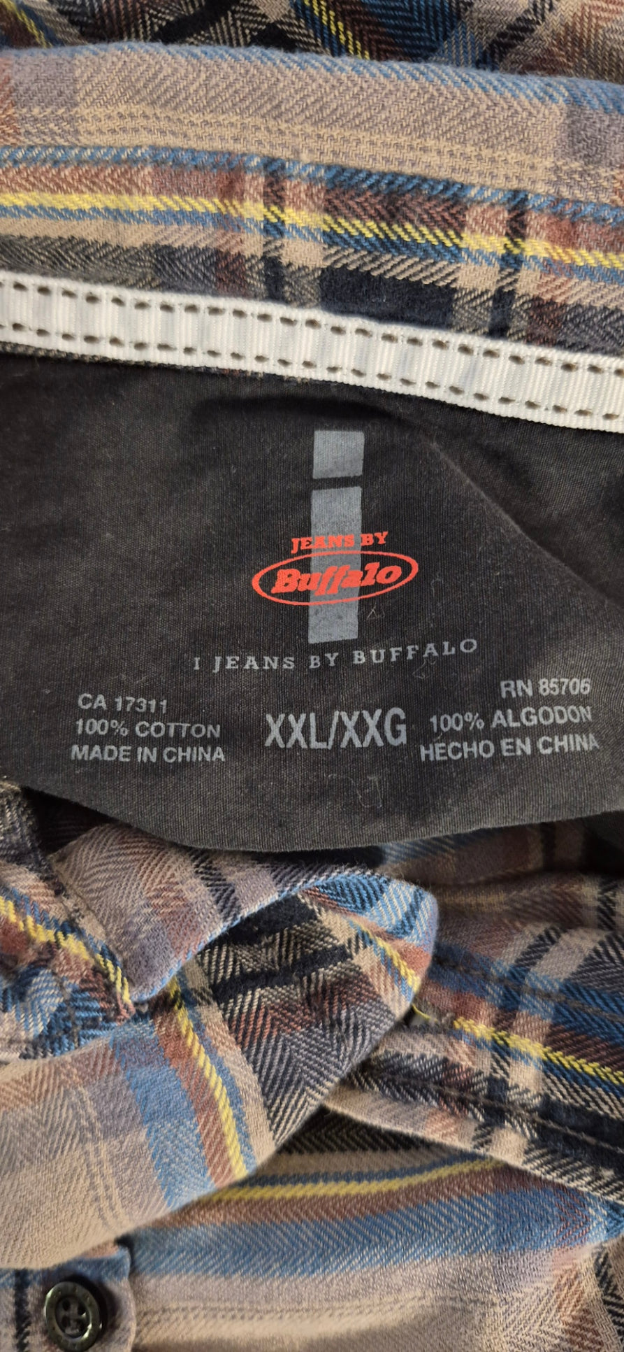 Buffalo I Jeans Men’s XXL Plaid Flannel Shirt – 100% Cotton Button Down