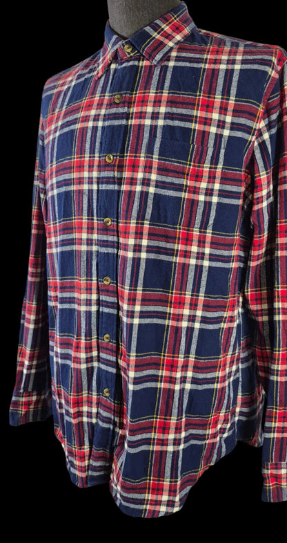 J.Crew Men’s Large Classic Fit Tartan Plaid Flannel Shirt – 100% Cotton
