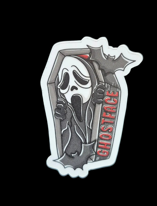 Ghostface Inspired 3" Horror Sticker – Coffin Slasher Design