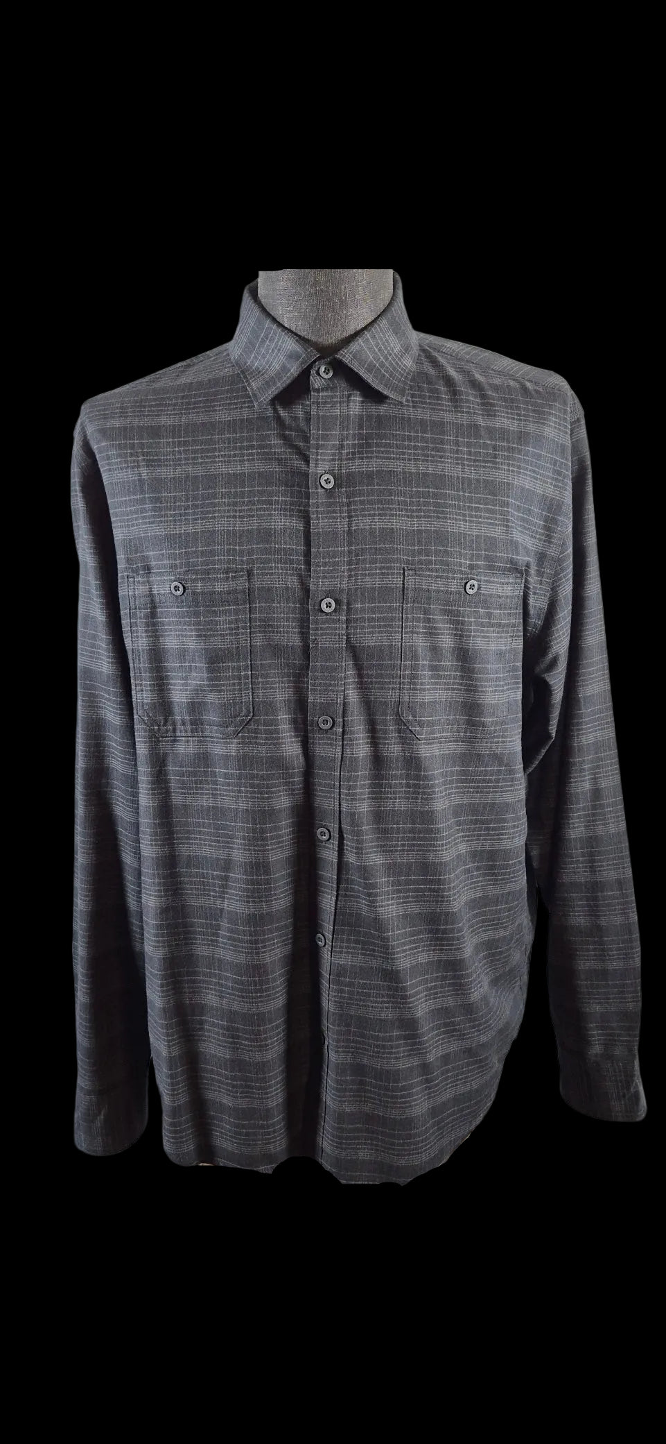 Mack Weldon Men’s XL Gray Plaid Performance Shirt Coolmax Thermolite Merino Wool